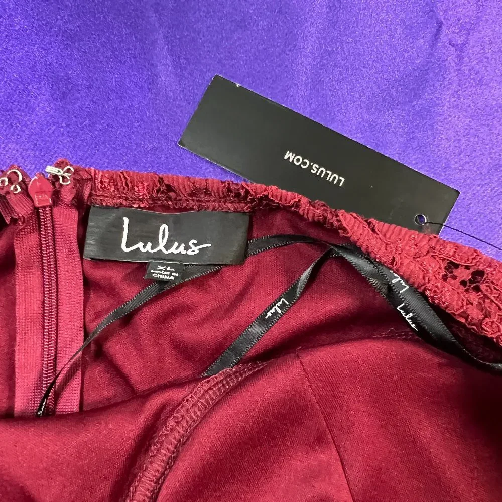 NWT 📌Lulus Stay Stunning "Wow the Crowd" Burgundy Lace Strapless Dress! - Picture 16 of 16